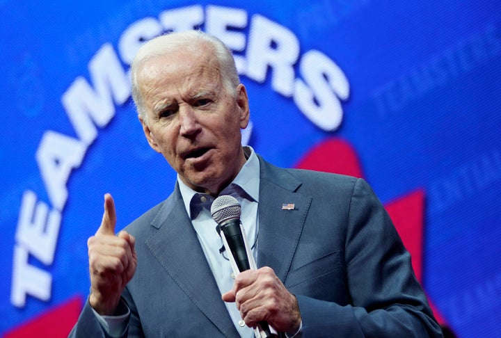 Democratic presidential candidate and former Vice President Joe Biden speaks at the Teamsters Vote 2020 Presidential Candidat