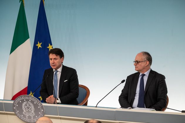 ROME, ITALY - 2020/03/05: Prime Minister, Giuseppe Conte and the Minister of Economy and Finance, Roberto...