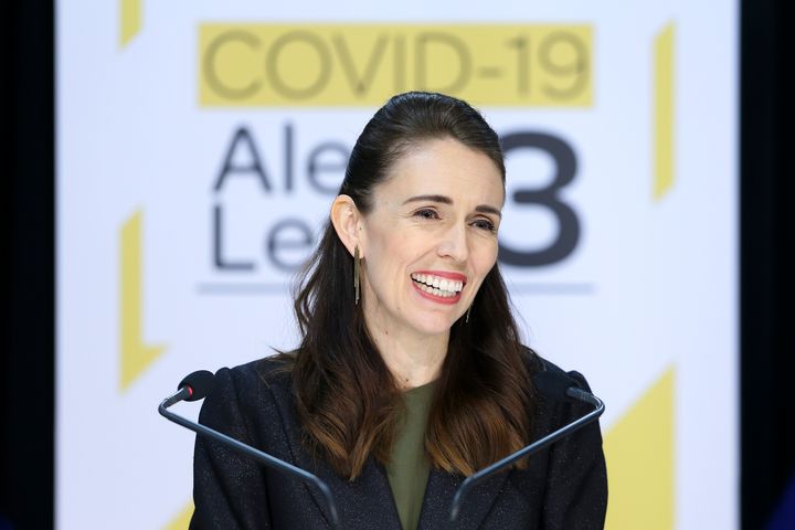 NZ Prime Minister Jacinda Ardern speaks to media during a press conference at Parliament on May 05, 2020 in Wellington, New Zealand. 