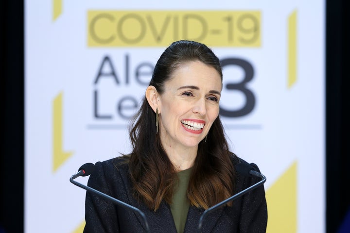 NZ Prime Minister Jacinda Ardern speaks to media during a press conference at Parliament on May 05, 2020 in Wellington, New Zealand. 