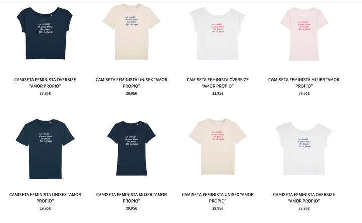 Ocho de las nueve camisetas de Albanta San Román para Uttopy.