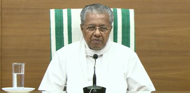 Kerala CM Pinarayi Vijayan at the press conference on May 5,