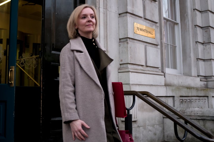 International trade secretary, Liz Truss, leaving the Cabinet Office.