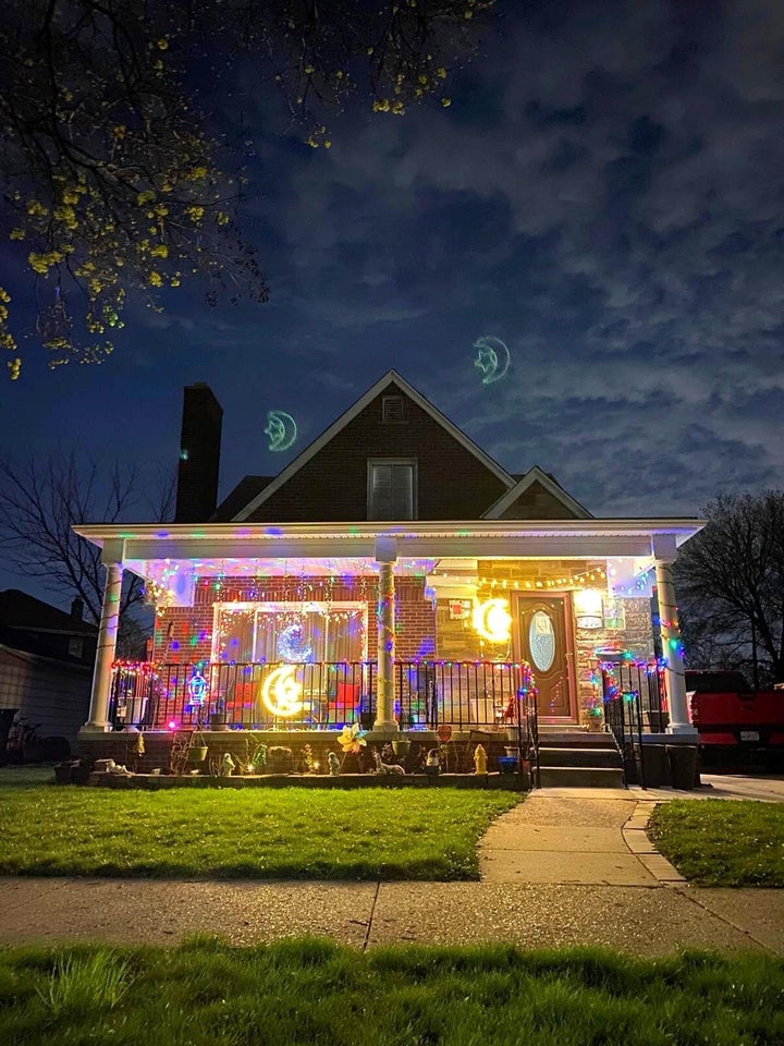 A family in greater Dearborn participates in the Ramadan Lights Contest.