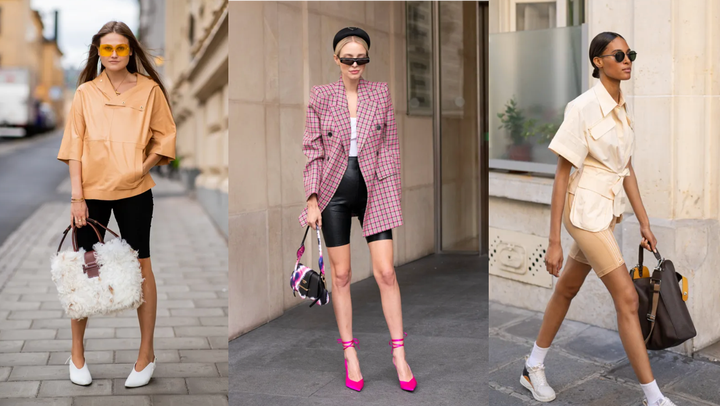 White Top & Brown Leather Shorts Outfit - The Style Contour