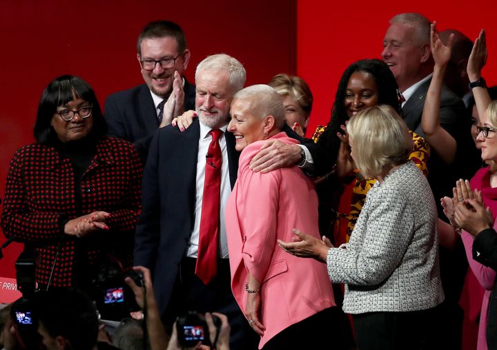 Jeremy Corbyn and Jennie Formby at the Labour party conference 2019