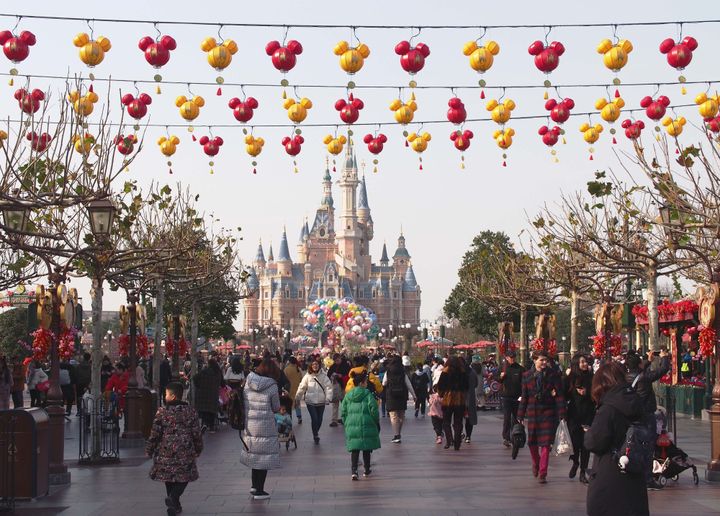 SHANGHAI, Jan. 21, 2019 -- Tourists visit Shanghai Disneyland in Shanghai, east China, Jan. 21, 2019. Shanghai Disneyland presented performances and souvenirs to greet the upcoming Chinese Lunar New Year. (Xinhua/Ren Long) (Xinhua/ via Getty Images)