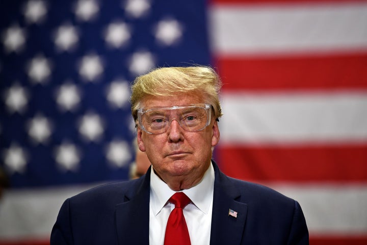 Donald Trump participates in a tour of a Honeywell International plant that manufactures personal protective equipment in Phoenix, Arizona.