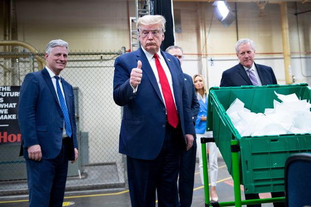 Donald Trump Tours New Face Mask Factory, Doesnt Wear A Face Mask