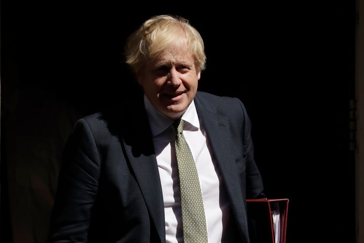 British Prime Minister Boris Johnson leaves 10 Downing Street in London, to attend his first weekly Prime Minister's Questions since recovering from coronavirus