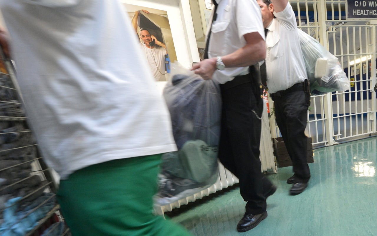 Inmates and prison officers at Pentonville Prison, where two staff members have died