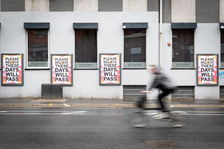 Coronavirus-related posters in Newton Street, Manchester