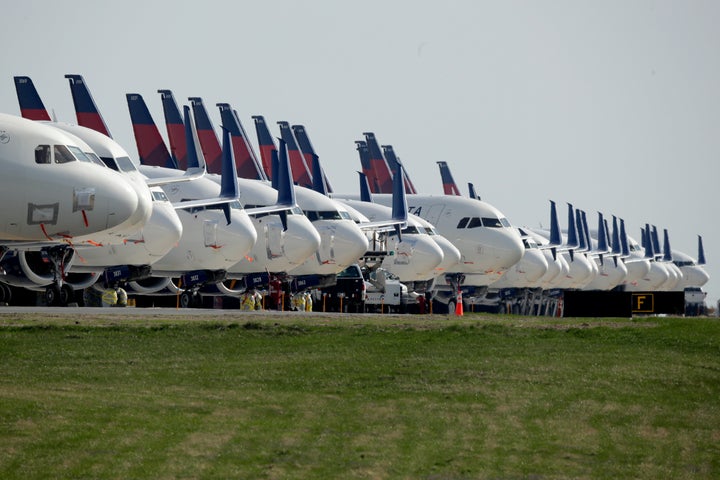 The number of Americans getting on airplanes has sunk to a level not seen in more than 60 years as people shelter in their homes.