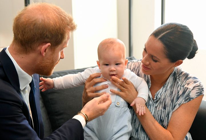 Archie Harrison Mountbatten-Windsor with his parents, Prince Harry and Meghan Markle, in September.