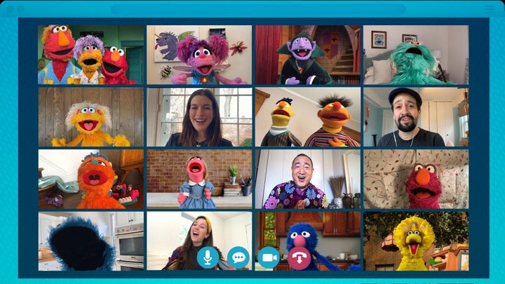 Elmo and his friends met up during a virtual playdate on April 14. 