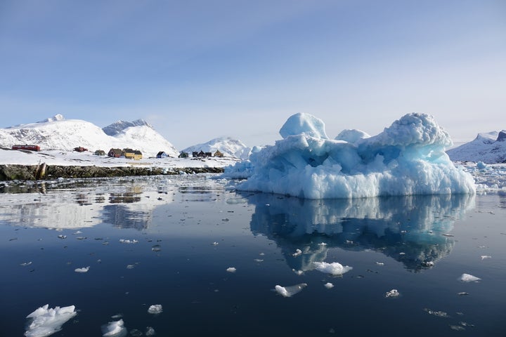 Ice floes in the Nuuk Fjord in Greenland.