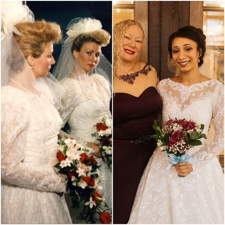 Vonessa on her 1992 wedding day (left) and her daughter Madelyn on her wedding day in 2018 (right).