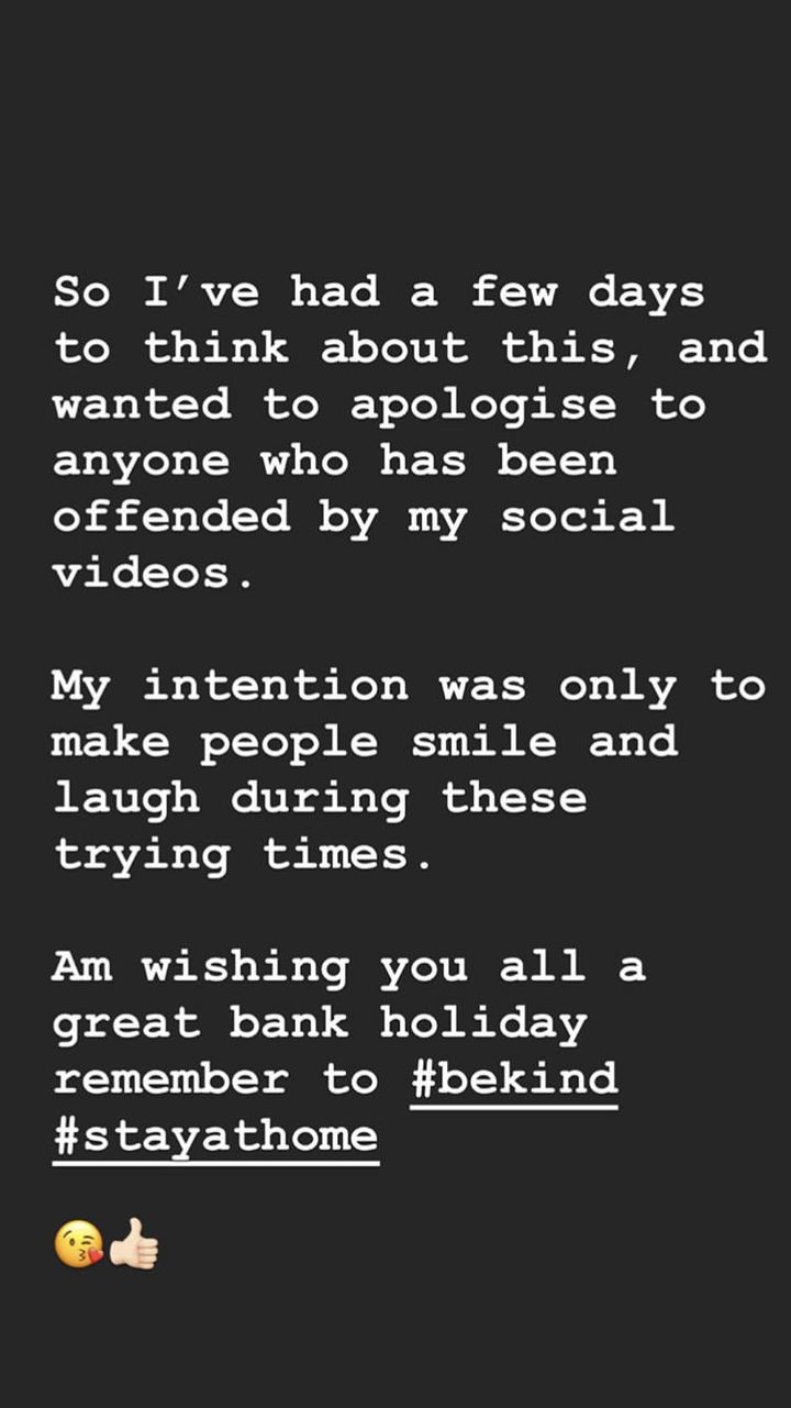 Olly Murs posted this apology on Instagram