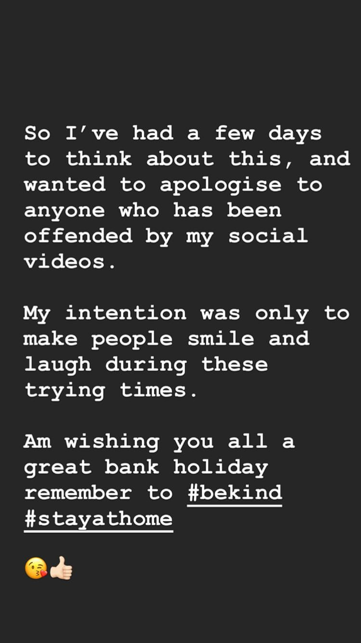 Olly Murs posted this apology on Instagram