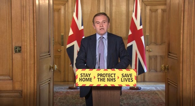 Environment secretary George Eustice during a media briefing in Downing Street, London, on coronavirus (COVID-19).