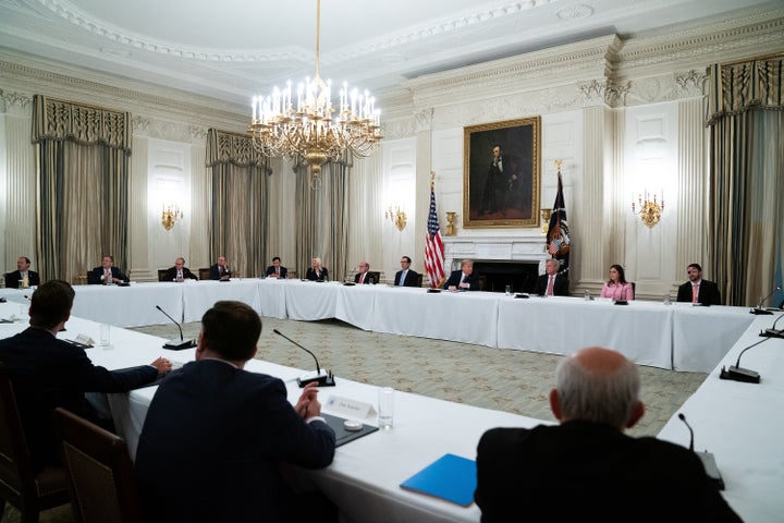 Here's a view of Trump's meeting with House Republicans. That is not 6 feet of space between each person.