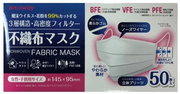 「不織布マスク　女性・子供用」
