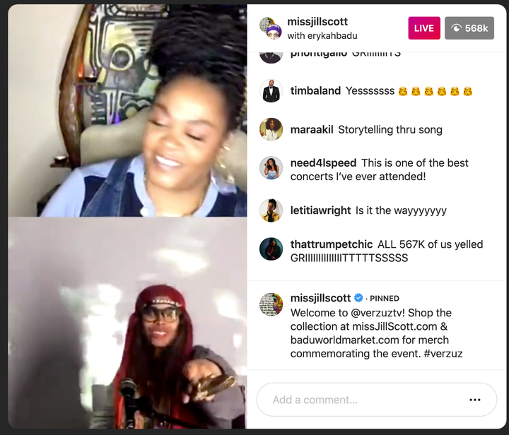 Erykah Badu and Jill Scott battle it out on Instagram Live.