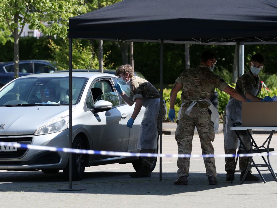 A temporary Covid-19 testing site run by the armed services in Aylesbury.