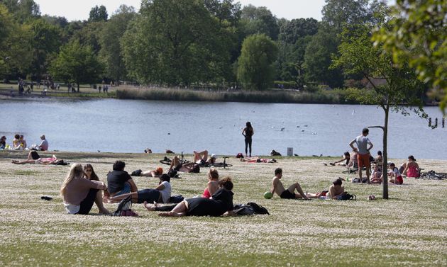 Sunbathing in Regent's Park, London.