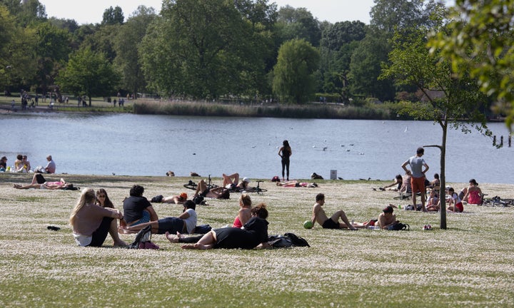 Sunbathing in Regent's Park, London.