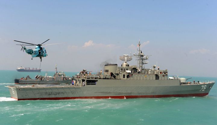Iran's first domestically made destroyer Jamaran sails in the Gulf on February 21, 2009.