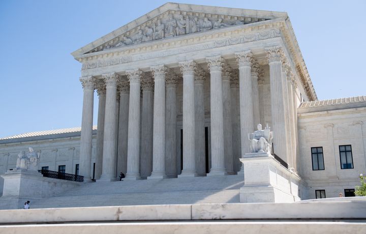 The U.S. Supreme Court is seen in Washington, DC, on May 4, 2020, during the first day of oral arguments held by telephone, a first in the Court's history, as a result of COVID-19, known as coronavirus. 