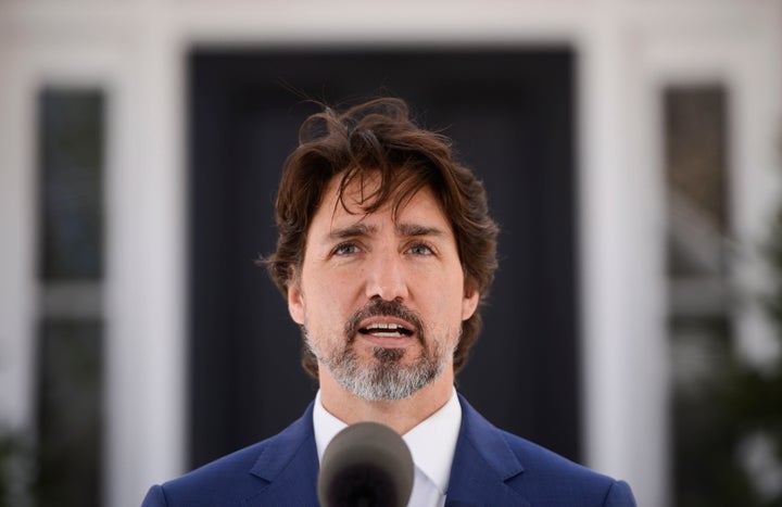 Prime Minister Justin Trudeau holds a press conference at Rideau Cottage during the COVID-19 pandemic in Ottawa on May 7, 2020. 