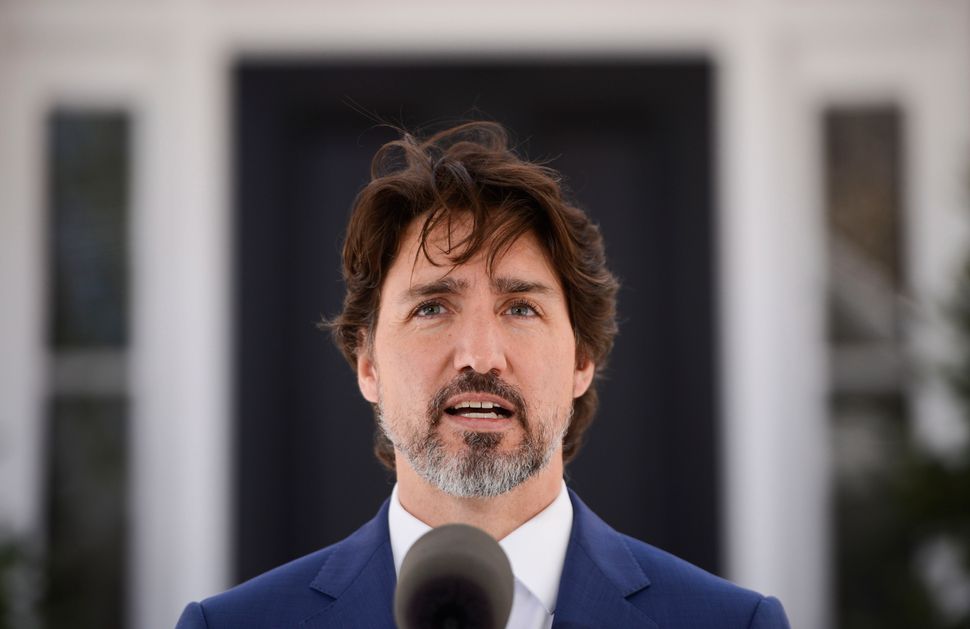Prime Minister Justin Trudeau holds a press conference at Rideau Cottage during the COVID-19 pandemic in Ottawa on May 7, 2020. 
