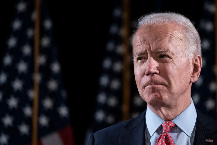 Democratic presidential candidate former Vice President Joe Biden delivers remarks about the coronavirus outbreak at the Hotel Du Pont on March 12 in Wilmington, Delaware.