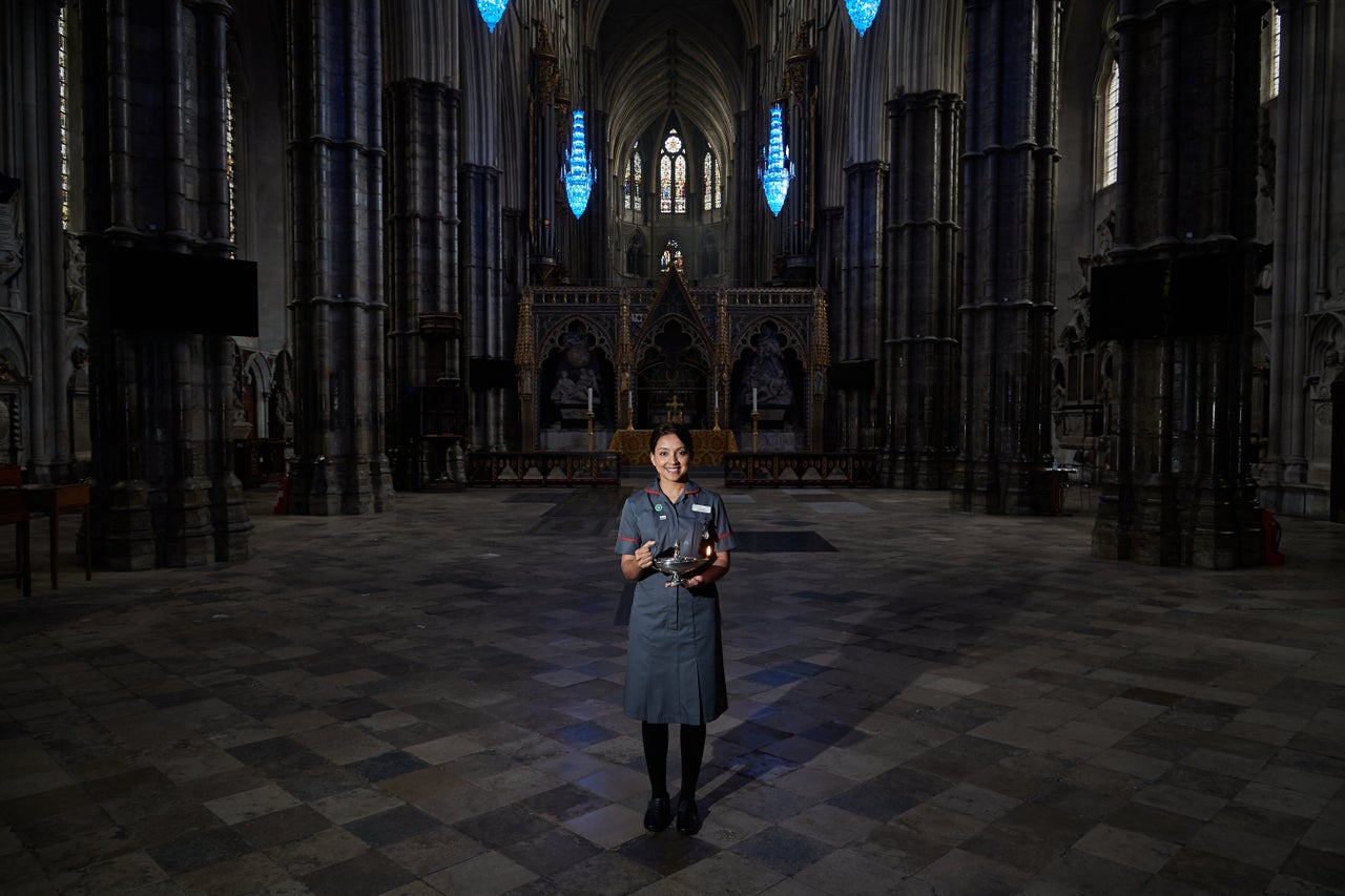 NHS lead research nurse Arlene Lee with the Nightingale lamp.