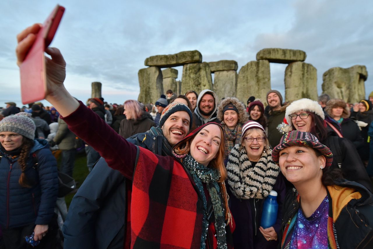Revellers marked the winter solstice at Stonehenge in December.