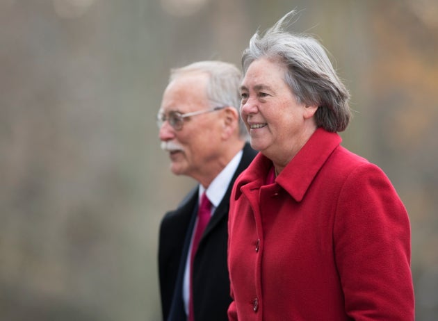 Seniors Minister Deb Schulte arrives for the swearing-in of the new cabinet at Rideau Hall in Ottawa...