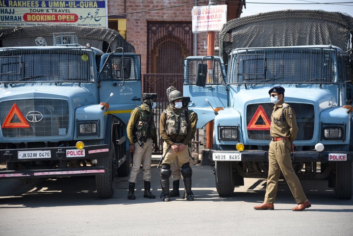 Paramilitary troopers seen in Srinagar.