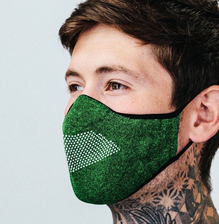 Green knit face cover