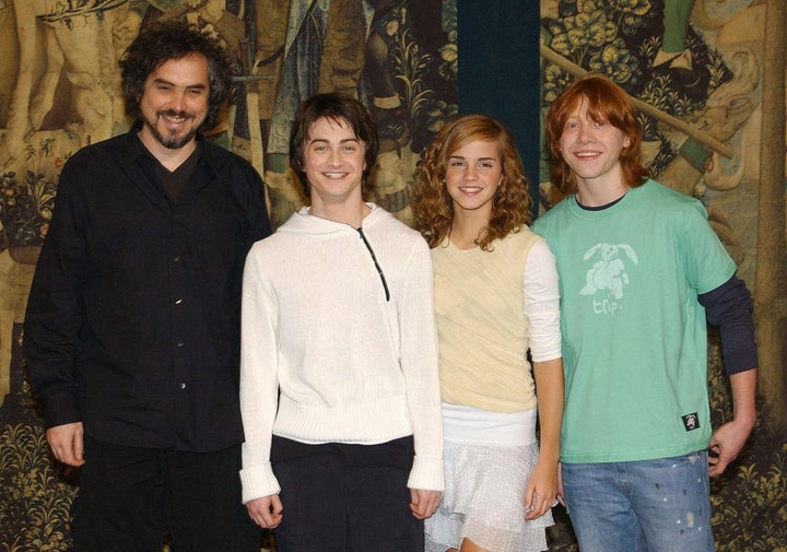 Alfonso Cuarón, Daniel Radcliffe, Emma Watson and Rupert Grint at the London premiere of "Harry Potter and the Prisoner of Azkaban," released in 2004.