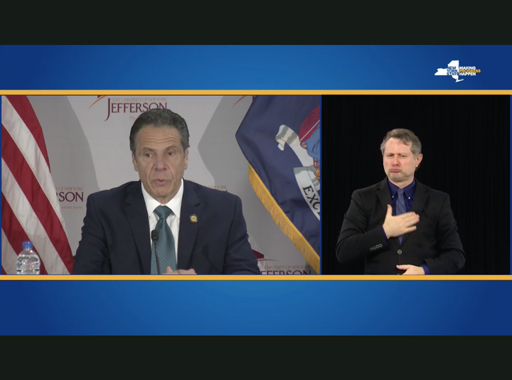 Faced with a lawsuit, New York Gov. Andrew Cuomo (D) on Wednesday finally began providing an on-screen American Sign Language