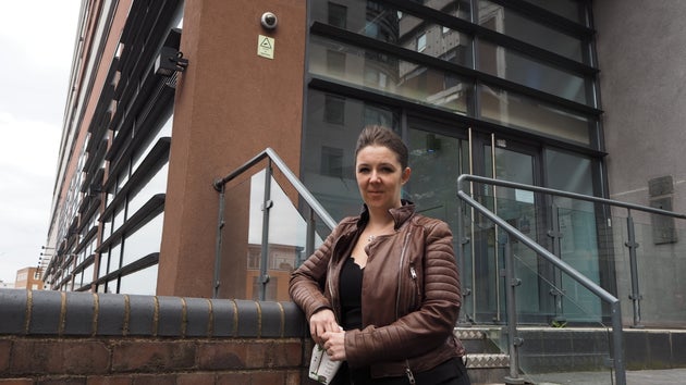 Michelle Henry at&nbsp;the Brindley House tower block in Birmingham, where the removal of defective insulation and cladding could cost &pound;10m.