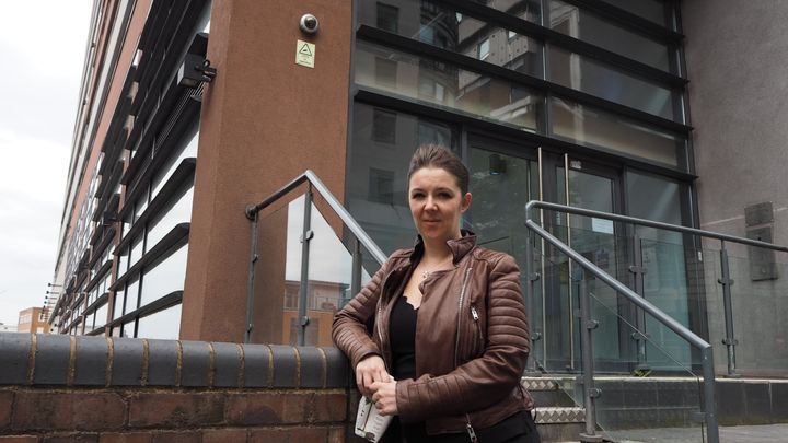 Michelle Henry at the Brindley House tower block in Birmingham, where the removal of defective insulation and cladding could cost £10m.