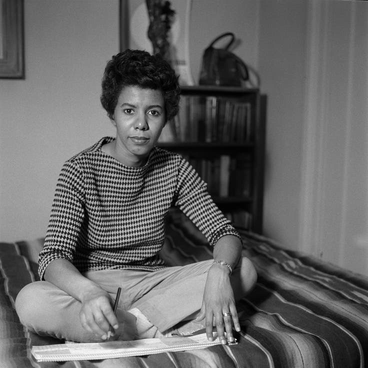 Lorraine Hansberry in her apartment on Bleecker Street in New York City in 1959.