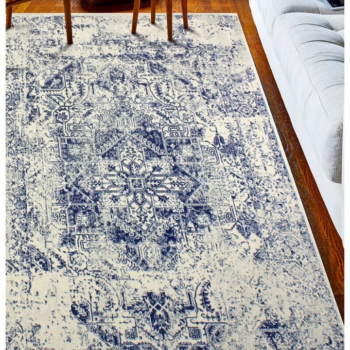 Arlingham Abstract Ivory/Blue Area Rug