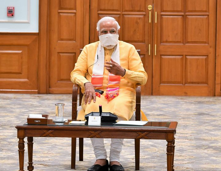 Prime Minister, Narendra Modi during a meeting of the National Disaster Management Authority in New Delhi, India on May 7, 2020. 