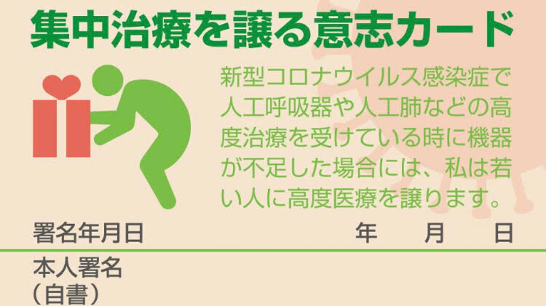 若い人に高度医療を譲ります 医師はなぜ 譲カード を作ったのか 新型コロナ ハフポスト News 若い人に高度医療を譲ります 医師はなぜ 譲カード を作ったのか 新型コロナ ハフポスト News