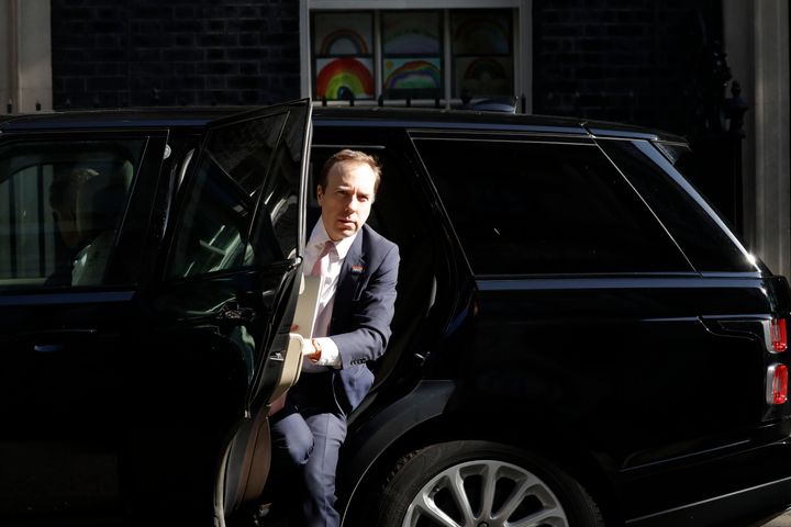 Health Secretary Matt Hancock arrives for a coronavirus meeting at 10 Downing Street 