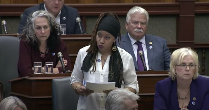 MPP Laura Mae Lindo speaks during question period at Queen's Park on March 9, 2020.
